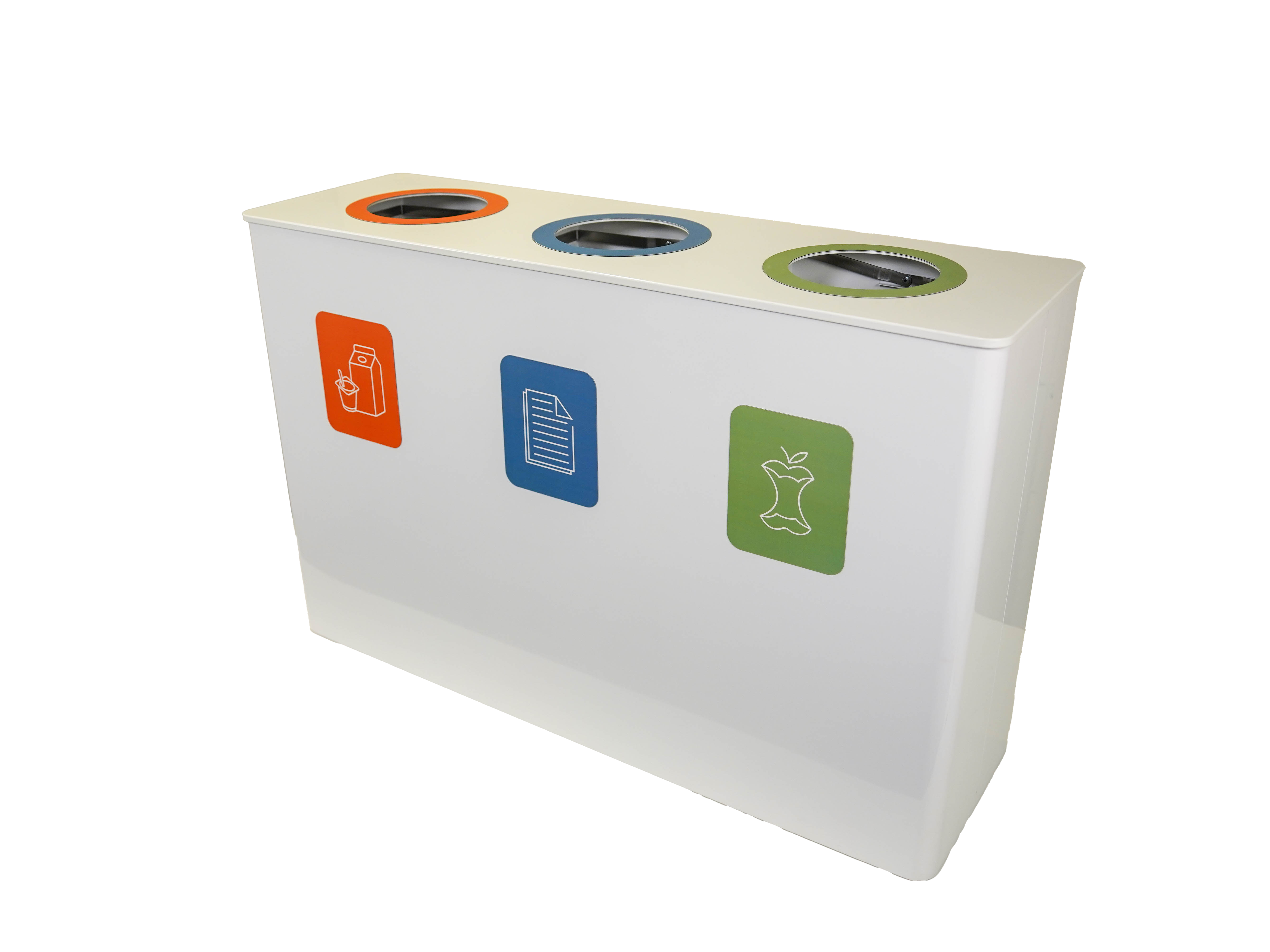 Ergofy Abfalltrennbehälter, 3 x 60 l, Weiß