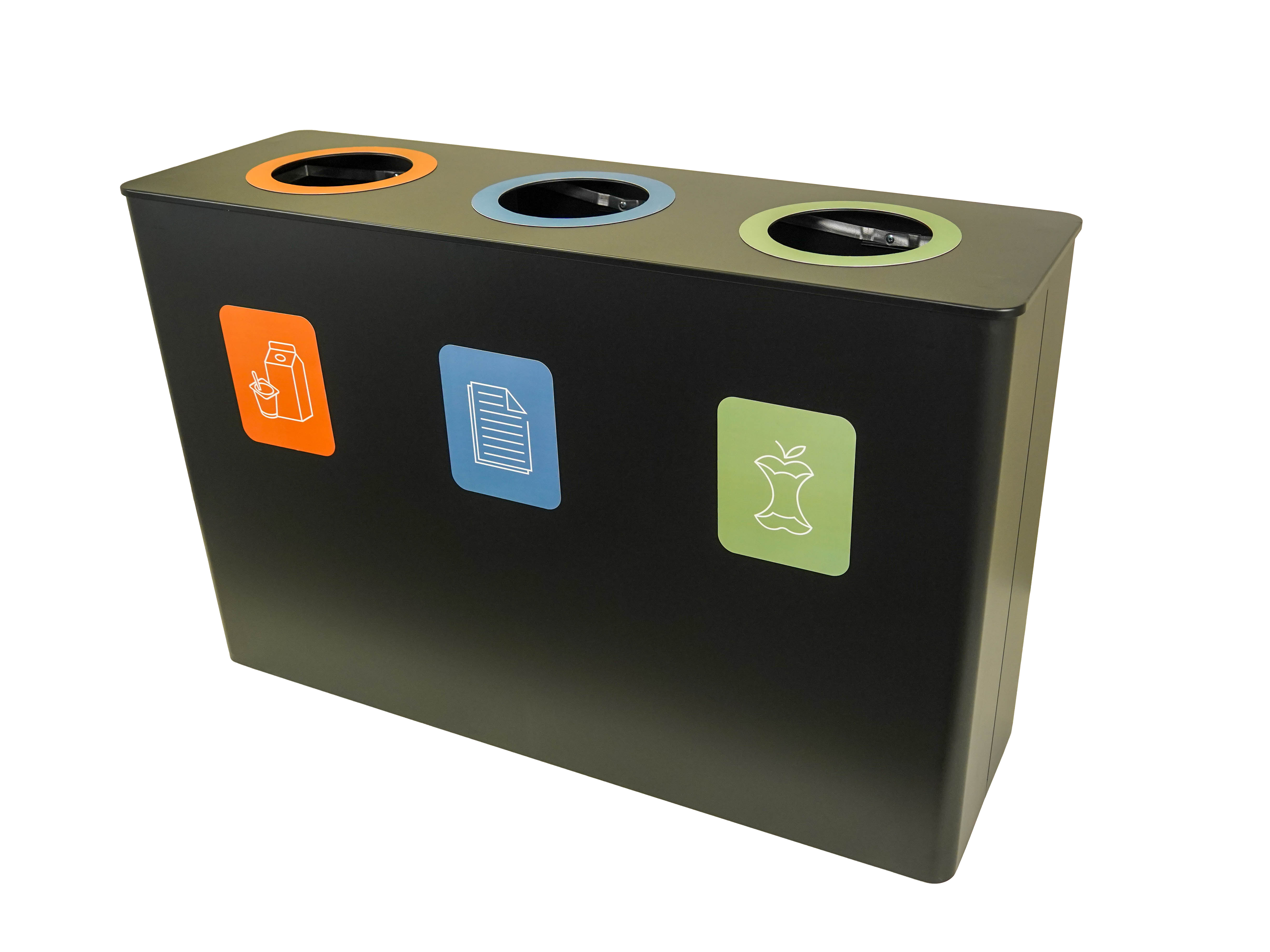 Ergofy Abfalltrennbehälter, 3 x 60 l, schwarz